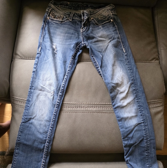Vigoss Denim - Vigoss Blue Straight Leg Jeans with Classic Stonewash